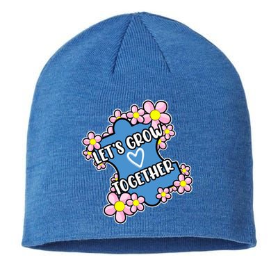 Let's Grow Together Autism Awareness Autistic Mom Graphic Gift Sustainable Beanie