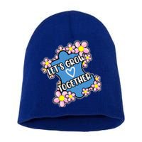 Let's Grow Together Autism Awareness Autistic Mom Graphic Gift Short Acrylic Beanie