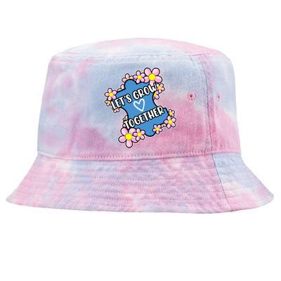 Let's Grow Together Autism Awareness Autistic Mom Graphic Gift Tie-Dyed Bucket Hat