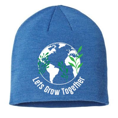 Let's Grow Together Autism Awareness Month Floral Graphic Cute Gift Sustainable Beanie