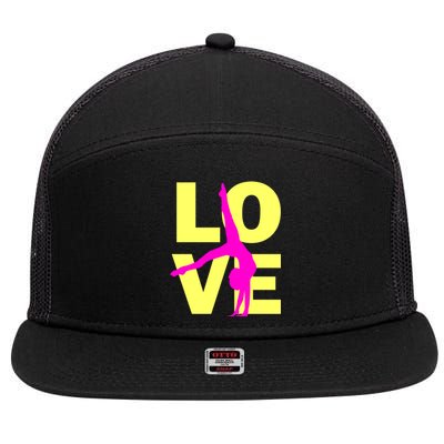 Love Gymnastics Teen Gift 7 Panel Mesh Trucker Snapback Hat