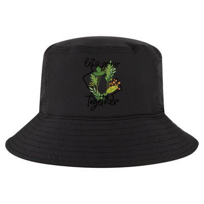 Let's Grow Together Autism Puzzle Piece Plants Meme Gift Cool Comfort Performance Bucket Hat