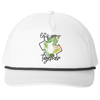 Let's Grow Together Autism Puzzle Piece Plants Meme Gift Snapback Five-Panel Rope Hat