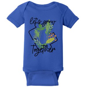 Let's Grow Together Autism Puzzle Piece Plants Meme Gift Baby Bodysuit