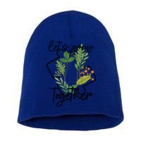 Let's Grow Together Autism Puzzle Piece Plants Meme Gift Short Acrylic Beanie