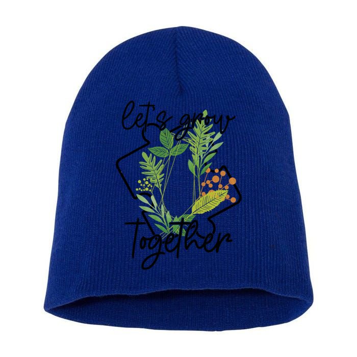 Let's Grow Together Autism Puzzle Piece Plants Meme Gift Short Acrylic Beanie