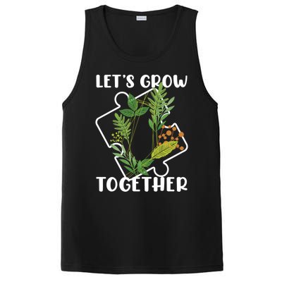 Let's Grow Together Autism Puzzle Piece Plants Meme Gift PosiCharge Competitor Tank