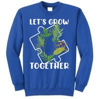 Let's Grow Together Autism Puzzle Piece Plants Meme Gift Sweatshirt