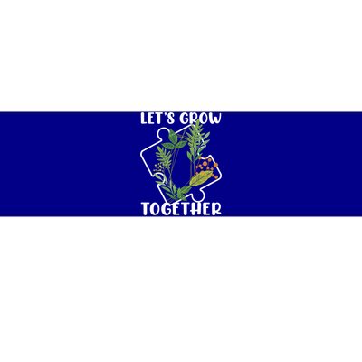 Let's Grow Together Autism Puzzle Piece Plants Meme Gift Bumper Sticker