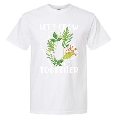 Let's Grow Together Autism Puzzle Piece Plants Meme Gift Garment-Dyed Heavyweight T-Shirt