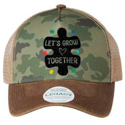 Let's Grow Together Funny Autism Awareness Autistic Graphic Gift Legacy Tie Dye Trucker Hat