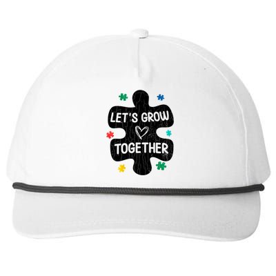 Let's Grow Together Funny Autism Awareness Autistic Graphic Gift Snapback Five-Panel Rope Hat