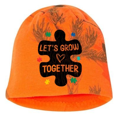 Let's Grow Together Funny Autism Awareness Autistic Graphic Gift Kati - Camo Knit Beanie