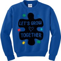 Let's Grow Together Funny Autism Awareness Autistic Graphic Gift Kids Sweatshirt