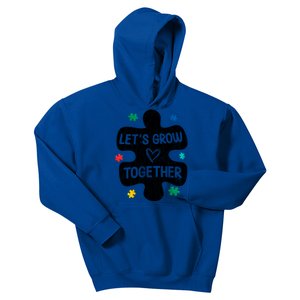 Let's Grow Together Funny Autism Awareness Autistic Graphic Gift Kids Hoodie