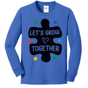 Let's Grow Together Funny Autism Awareness Autistic Graphic Gift Kids Long Sleeve Shirt