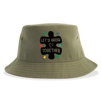 Let's Grow Together Funny Autism Awareness Autistic Graphic Gift Sustainable Bucket Hat