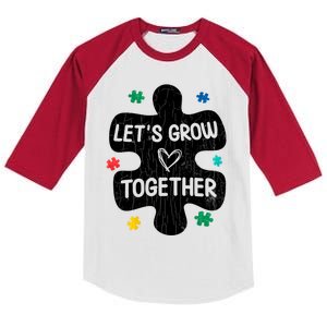 Let's Grow Together Funny Autism Awareness Autistic Graphic Gift Kids Colorblock Raglan Jersey