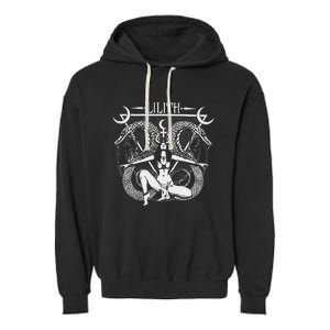 Lilith Goddess Tarot Card Book Of Shadows Garment-Dyed Fleece Hoodie