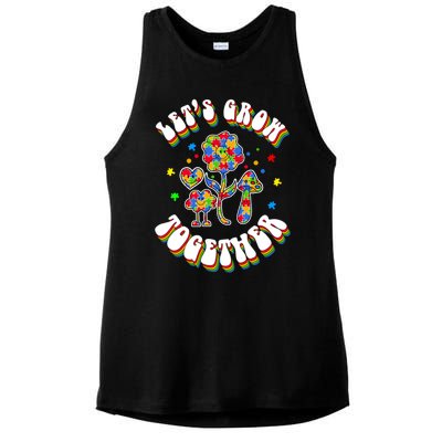 Let's Grow Together Puzzle Flowers Autism Support Great Gift Ladies PosiCharge Tri-Blend Wicking Tank