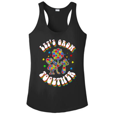 Let's Grow Together Puzzle Flowers Autism Support Great Gift Ladies PosiCharge Competitor Racerback Tank