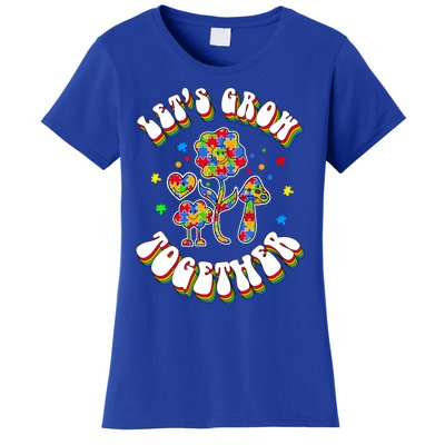 Let's Grow Together Puzzle Flowers Autism Support Great Gift Women's T-Shirt