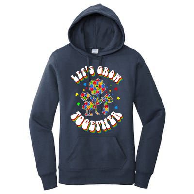 Let's Grow Together Puzzle Flowers Autism Support Great Gift Women's Pullover Hoodie