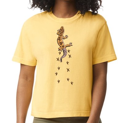 Leopard Gecko Tracks Lizard Lover Gift Meaningful Gift Comfort Colors Boxy T-Shirt