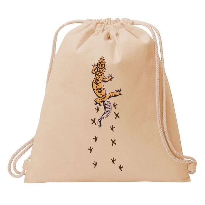 Leopard Gecko Tracks Lizard Lover Gift Meaningful Gift Drawstring Bag