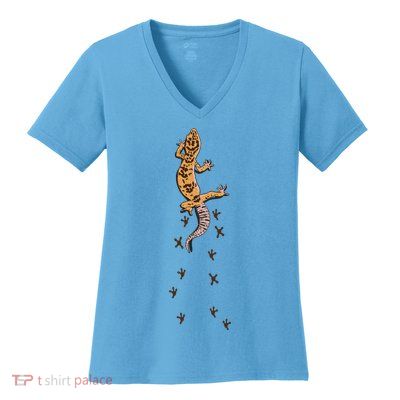 Leopard Gecko Tracks Lizard Lover Gift Meaningful Gift Women's V-Neck T-Shirt