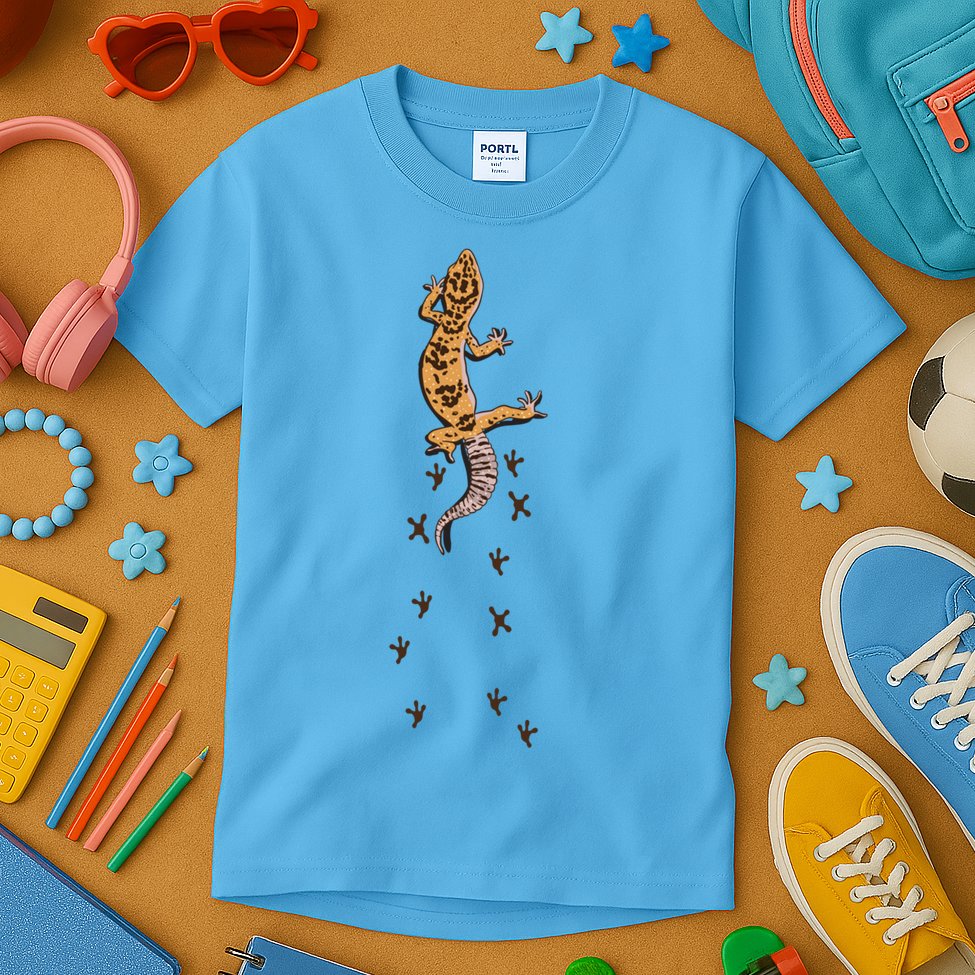Leopard Gecko Tracks Lizard Lover Gift Meaningful Gift Kids T-Shirt