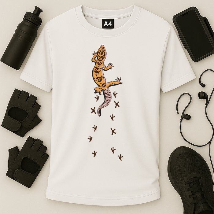 Leopard Gecko Tracks Lizard Lover Gift Meaningful Gift Cooling Performance Crew T-Shirt