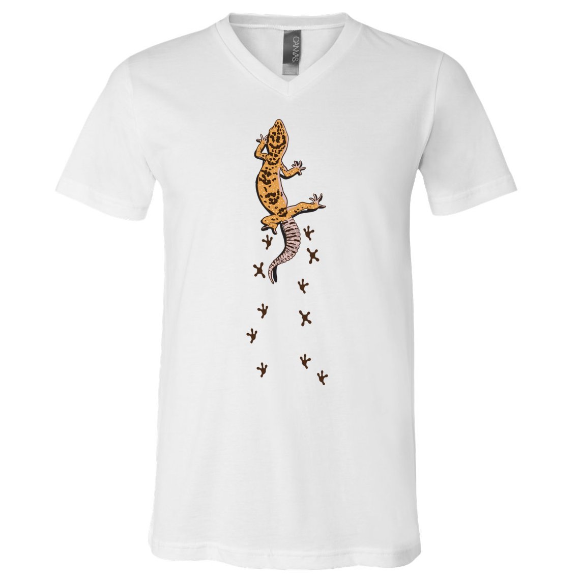 Leopard Gecko Tracks Lizard Lover Gift Meaningful Gift V-Neck T-Shirt