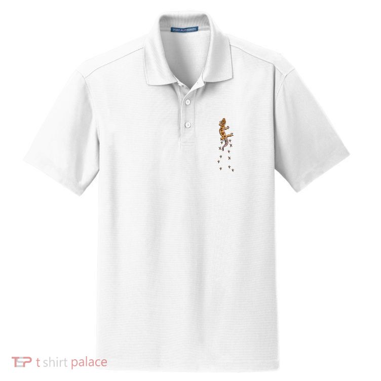 Leopard Gecko Tracks Lizard Lover Gift Meaningful Gift Dry Zone Grid Polo