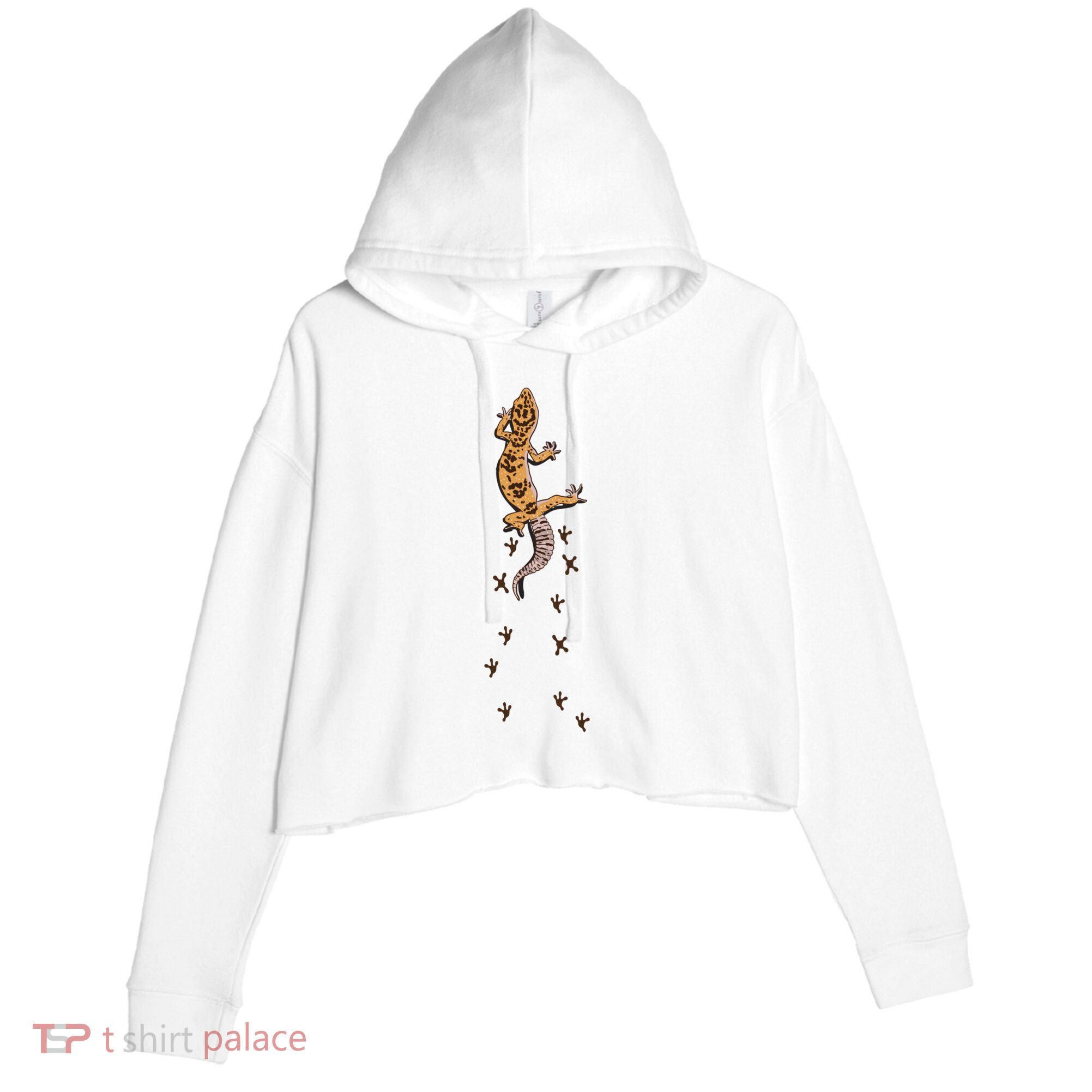 Leopard Gecko Tracks Lizard Lover Gift Meaningful Gift Crop Fleece Hoodie