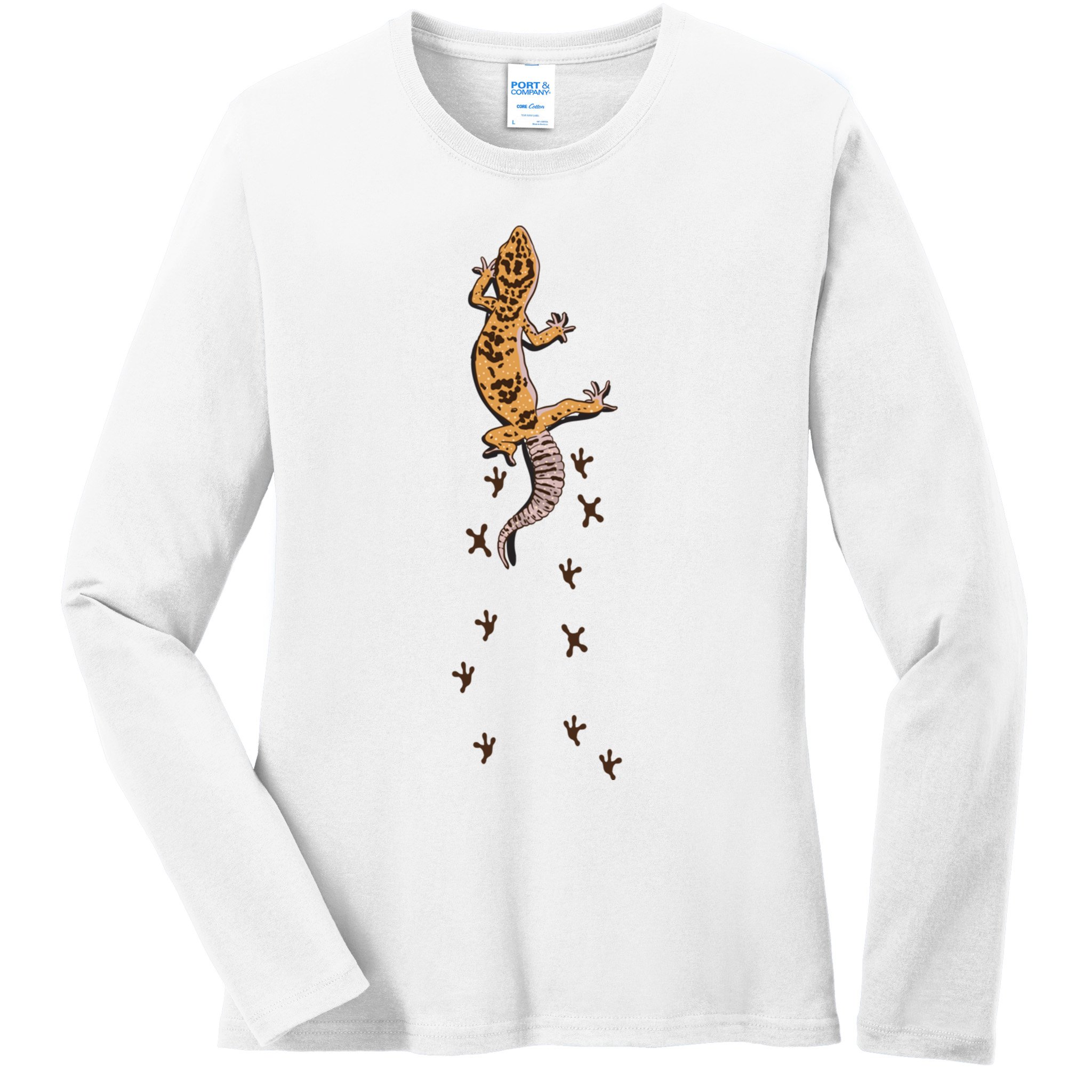 Leopard Gecko Tracks Lizard Lover Gift Meaningful Gift Ladies Long Sleeve Shirt