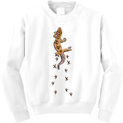 Leopard Gecko Tracks Lizard Lover Gift Meaningful Gift Kids Sweatshirt