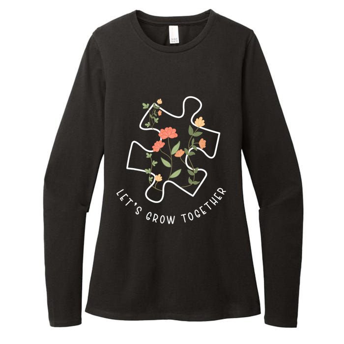 LetS Grow Together Puzzle Flowers Autism Support Girl Womens CVC Long Sleeve Shirt