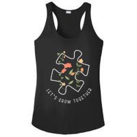 LetS Grow Together Puzzle Flowers Autism Support Girl Ladies PosiCharge Competitor Racerback Tank