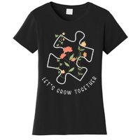 LetS Grow Together Puzzle Flowers Autism Support Girl Women's T-Shirt