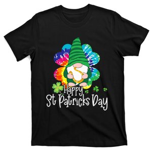 Lucky Gnome Tie Dye Shamrock Happy St Patricks Day T-Shirt