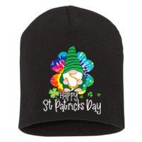 Lucky Gnome Tie Dye Shamrock Happy St Patricks Day Short Acrylic Beanie