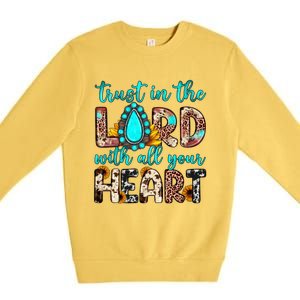 Leopard Gemstone Trust In The Lord With All Heart Christian Gift Premium Crewneck Sweatshirt