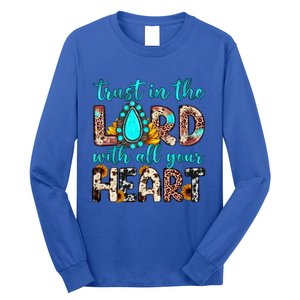 Leopard Gemstone Trust In The Lord With All Heart Christian Gift Long Sleeve Shirt