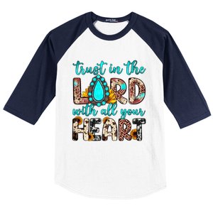 Leopard Gemstone Trust In The Lord With All Heart Christian Gift Baseball Sleeve Shirt