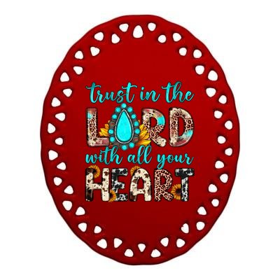 Leopard Gemstone Trust In The Lord With All Heart Christian Gift Ceramic Oval Ornament