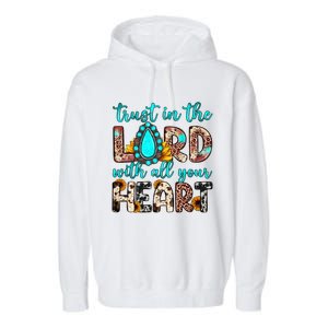 Leopard Gemstone Trust In The Lord With All Heart Christian Gift Garment-Dyed Fleece Hoodie