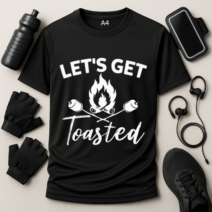Let's Get Toasted Funny Camping Sarcastic Saying Cooling Performance Crew T-Shirt