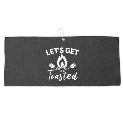 Let's Get Toasted Funny Camping Sarcastic Saying Large Microfiber Waffle Golf Towel