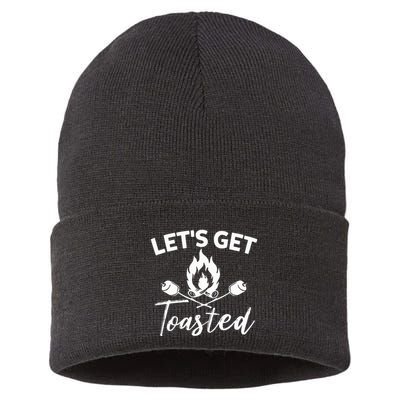 Let's Get Toasted Funny Camping Sarcastic Saying Sustainable Knit Beanie